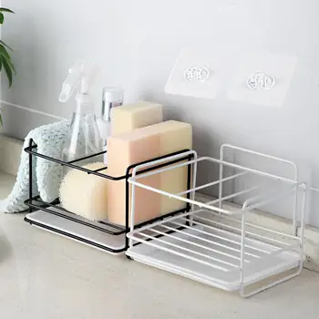 

Free Punch Iron Drain Rack for Kitchen Draining Organizer with Tray Sponge Holder
