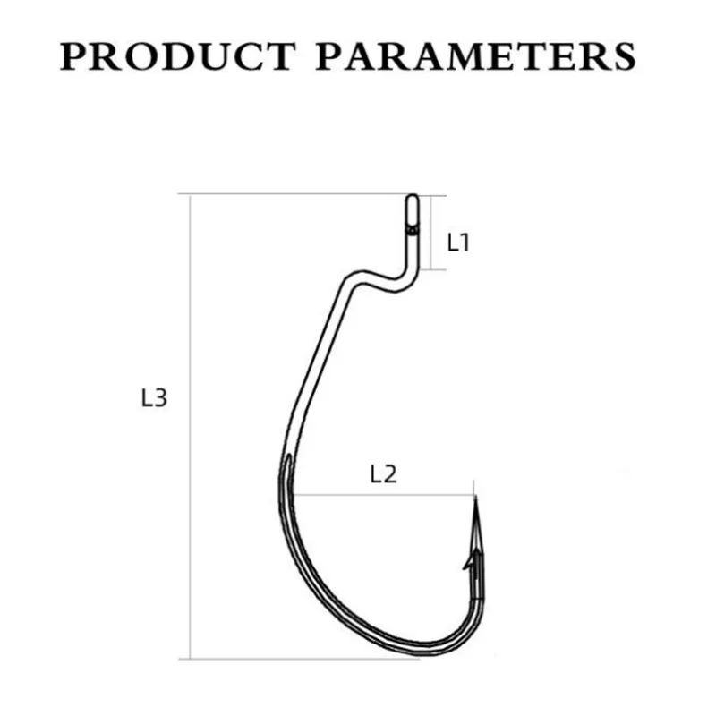 50pcs/Set Strong Worm Hook Size 2# 1# 1/0# 2/0# 3/0# Needle Point, Offset  Shank, Extra Wide Gap, Ringed Eye, Baitholder Hooks - AliExpress