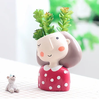 

Human Head Vase Flower Pot Doll Shape Sculpture Resin Portrait Flower Pot Art Vase Home Decor Succulents Head Shape Vase