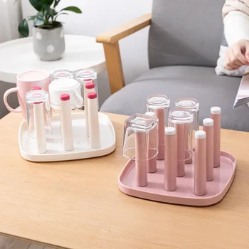 

Plastic Multifunctional Folding Cup Holder Drain Rack Tray 9 Cups Mug Glass Stand Holder Drying Shelf Home Kitchen Accessories