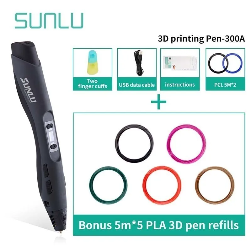 SUNLU 3D печать Ручка Набор низкая температура 3D Ручка коробка набор детей Scribble 3D ручки Поддержка PLA/PCL/ABS нити