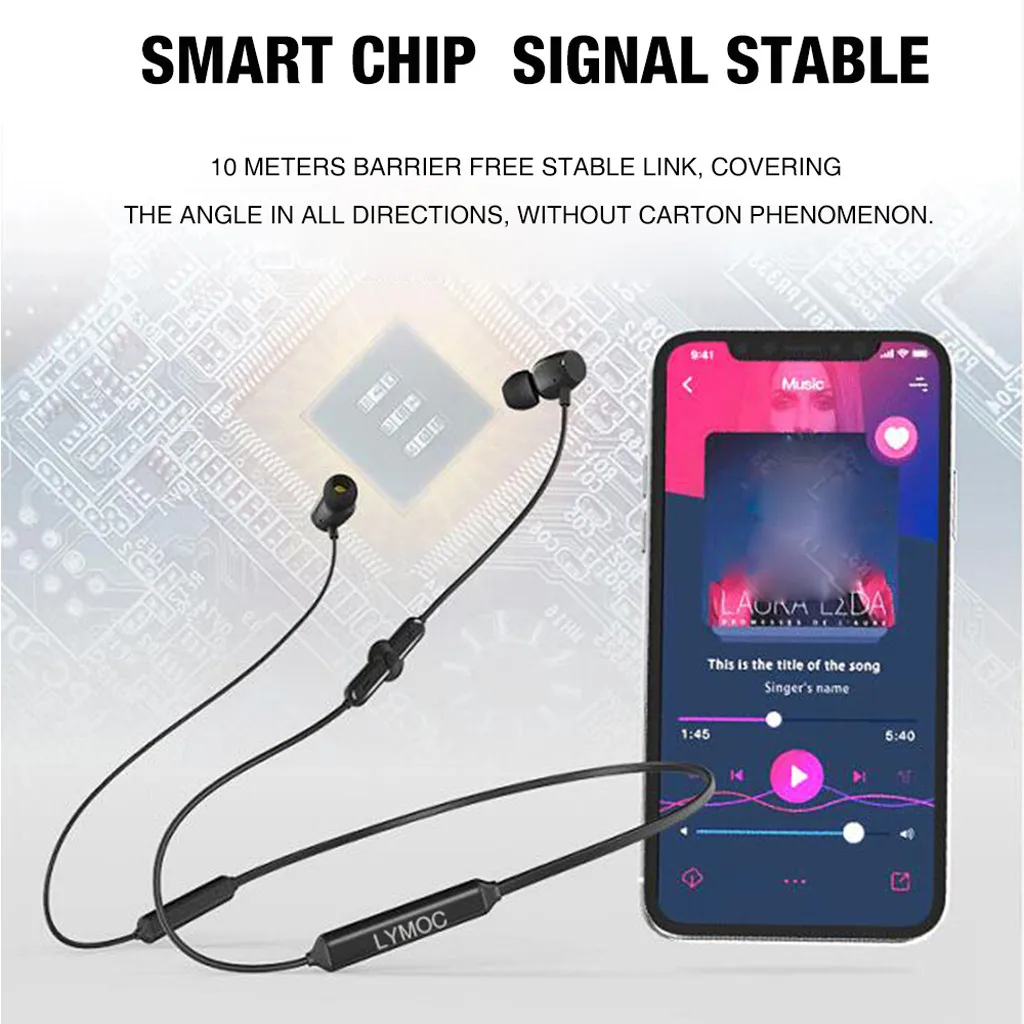 Q6 Wireless Bluetooth 5 0 Stereo IPX5 Waterproof Sports Earphone Headset Earbud Portable Magnetic Long Standby Headphone