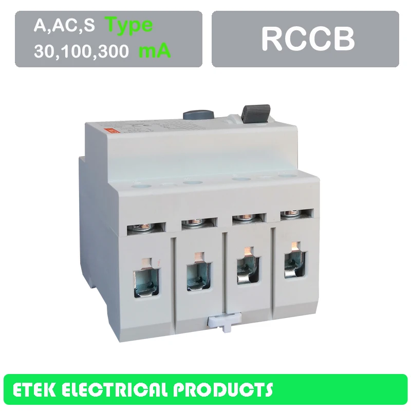 RCCB EKL1-63 4 P 30MA 100MA 300MA переменного тока Тип 400/415 V~ 50 Гц/60 Гц остаточный ток выключателя 16A 25A 32A 40A 50A 63A 80A