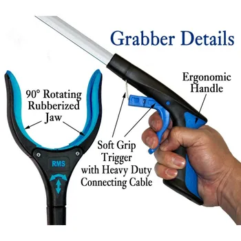 

US Shipping Outdoor Foldable Long Trash Clamps Grab Pick Up Tool Curved handle design portable factory Pickup Grabber Tools