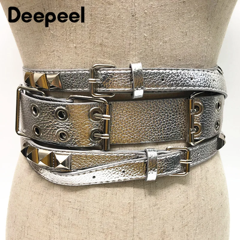 Deepeel/1 шт., 9 см* 100 см, женские широкие эластичные пояса с высокой талией, Модный Корсет, декорированный заклепками, кожаные аксессуары, BeltYK712