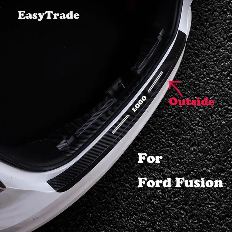 Автомобильный Стайлинг задняя порога пластина протектор Порог для багажника Наклейка для Ford Fusion Авто Интерьер Аксессуары - Название цвета: Outside sticker