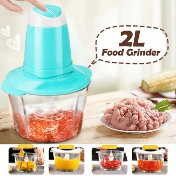 

220V Electric Meat Grinder 2L Multifunction High Speed Electric Vegetable Blender Food Processor Chopper Garlic Cutter Slicer