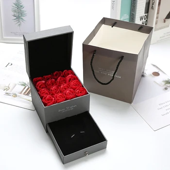

Gift Box Soap Foam Flower Rose Paper Flower Packing Bag Necklace Boxes Packaging Bags Wedding Decoration For Lover Girlfriend