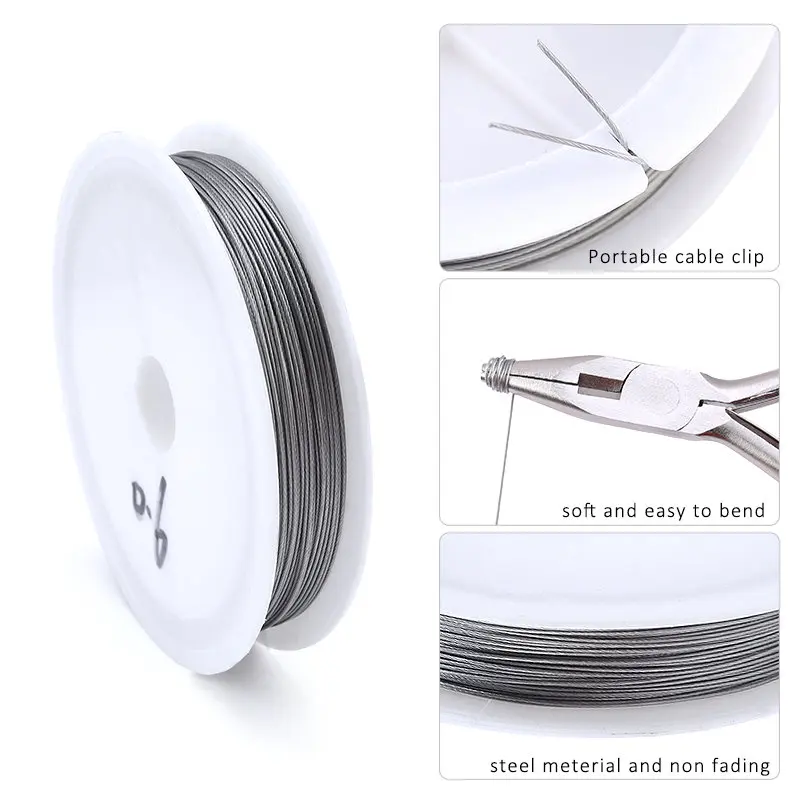 1 Roll/lots 0.3-0.45mm Resistant Strong Line Stainless Steel Wire Tiger  Tail Beading Wire