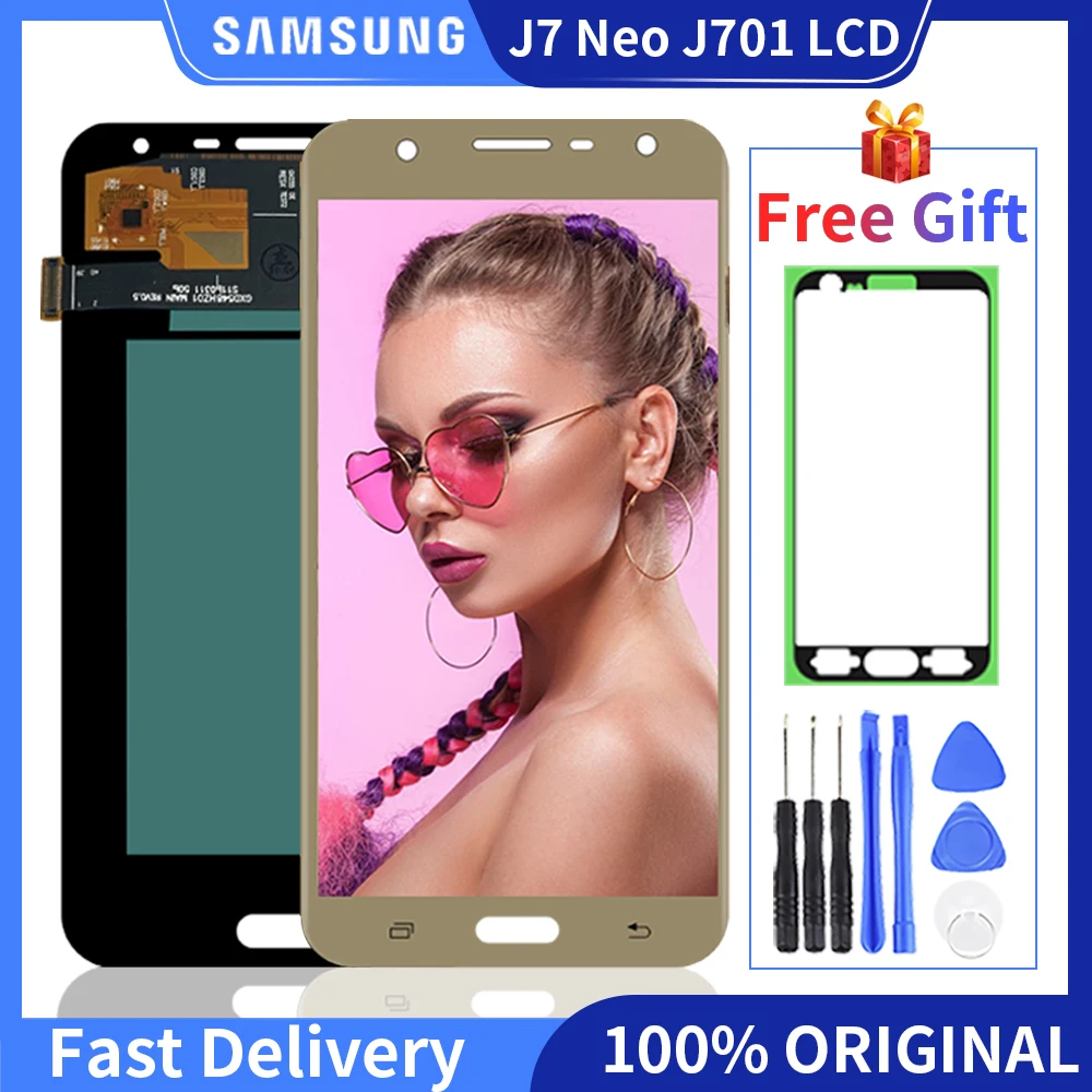 

100% Tested Good Working LCD For Samsung Galaxy J7 neo J701 J701F Display Touch Screen Digitizer Assembly J701 LCD Replacement