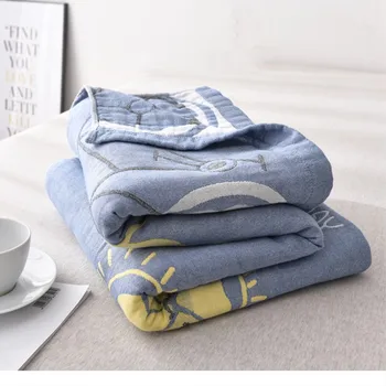 

Pure Cotton Towel Quilt Four Layers Washed Gauze Towel Blanket Multifunctional Spring Autumn Nap Cover Blanket Comfortably Warm
