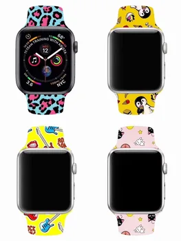 

Cartoon Sport Silicone Strap For Apple Watch band Case 38 42 40 44mm iwatch series 5 4 3 2 1 Watchband Sport Watch Accessories