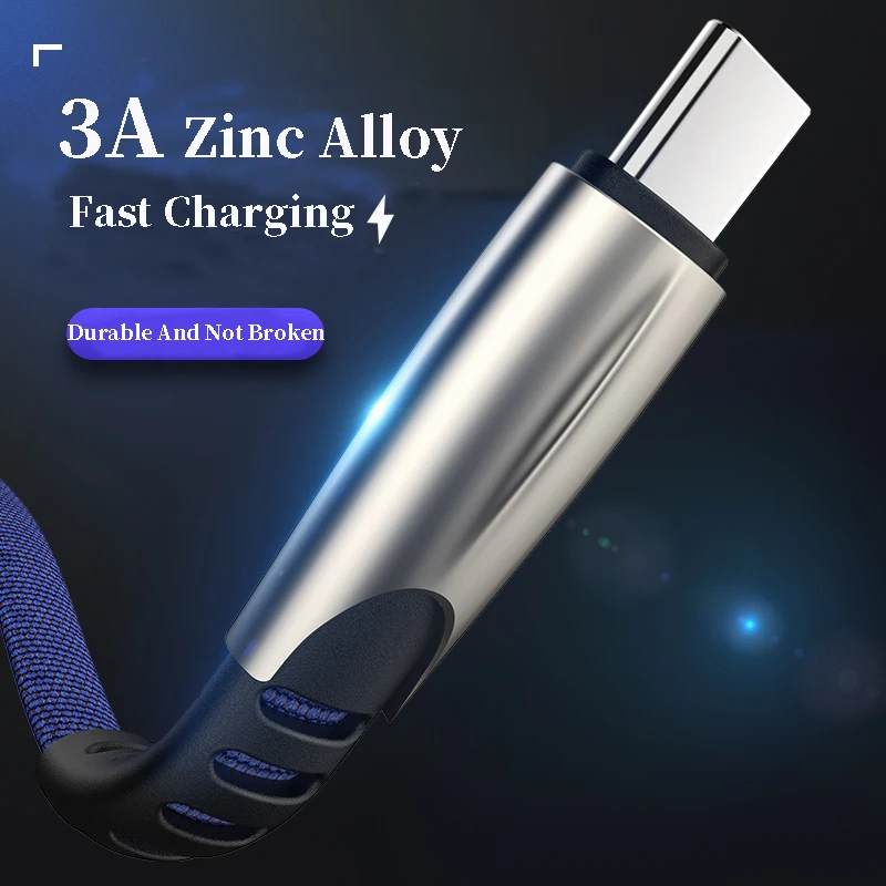 

USB Interface Cable Type-C Fast Charging Wire Cord Zinc Alloy For Xiaomi Redmi Mi 9 9T Note 7 Mobile Phone Type C Charging Cable