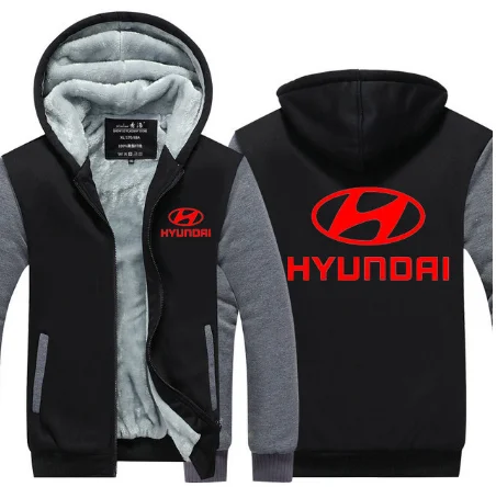 Зимняя мода hoodeis молния для hyundai толстовка мужские толстовки утолщение плюс бархат пальто для мужской одежды 08 f - Цвет: 6