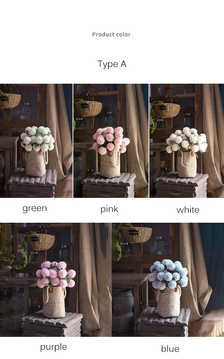 Original simulation flower design double head chrysanthemum seaweed basket flower arrangement set home soft outfit shop window decoration