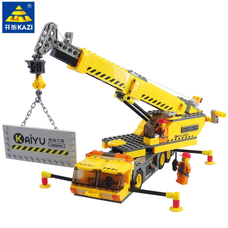 Najtaniej 380 sztuk miasto żuraw ciężarówka urządzenie inżynieryjne LegoINGLs Technic Juguetes klocki Playmobil dzieci cegły zabawki dla dzieci