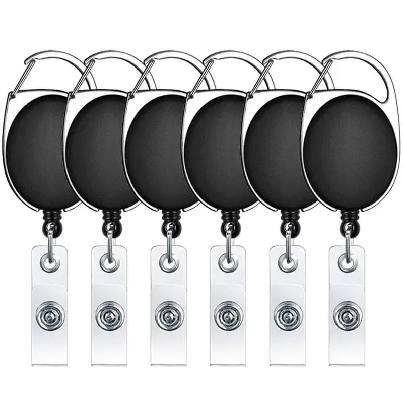 

Retractable Badge ID Card Holders with Carabiner Reel Clip (6x)