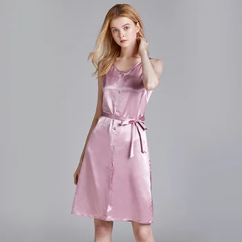 

Sleeveless Nightdress Women's Solid Colors Shirt Nightgowns Cardigan Womens Nightgown Sleepwear Sexy Dress Erotic