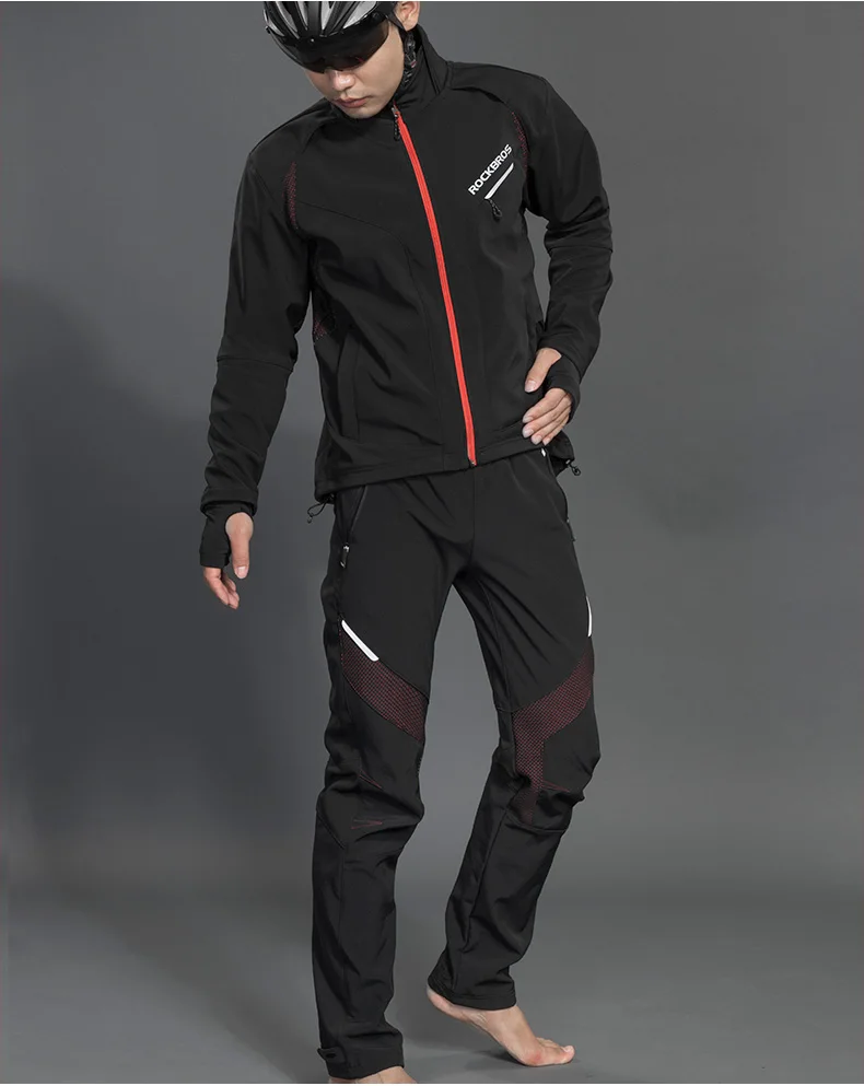 ROCKBROS Cycling Clothing Top/Pants Winter Thermal Fleece Cycling Pants Rainproof Windproof Cycling Jersey Men Women Sportswear