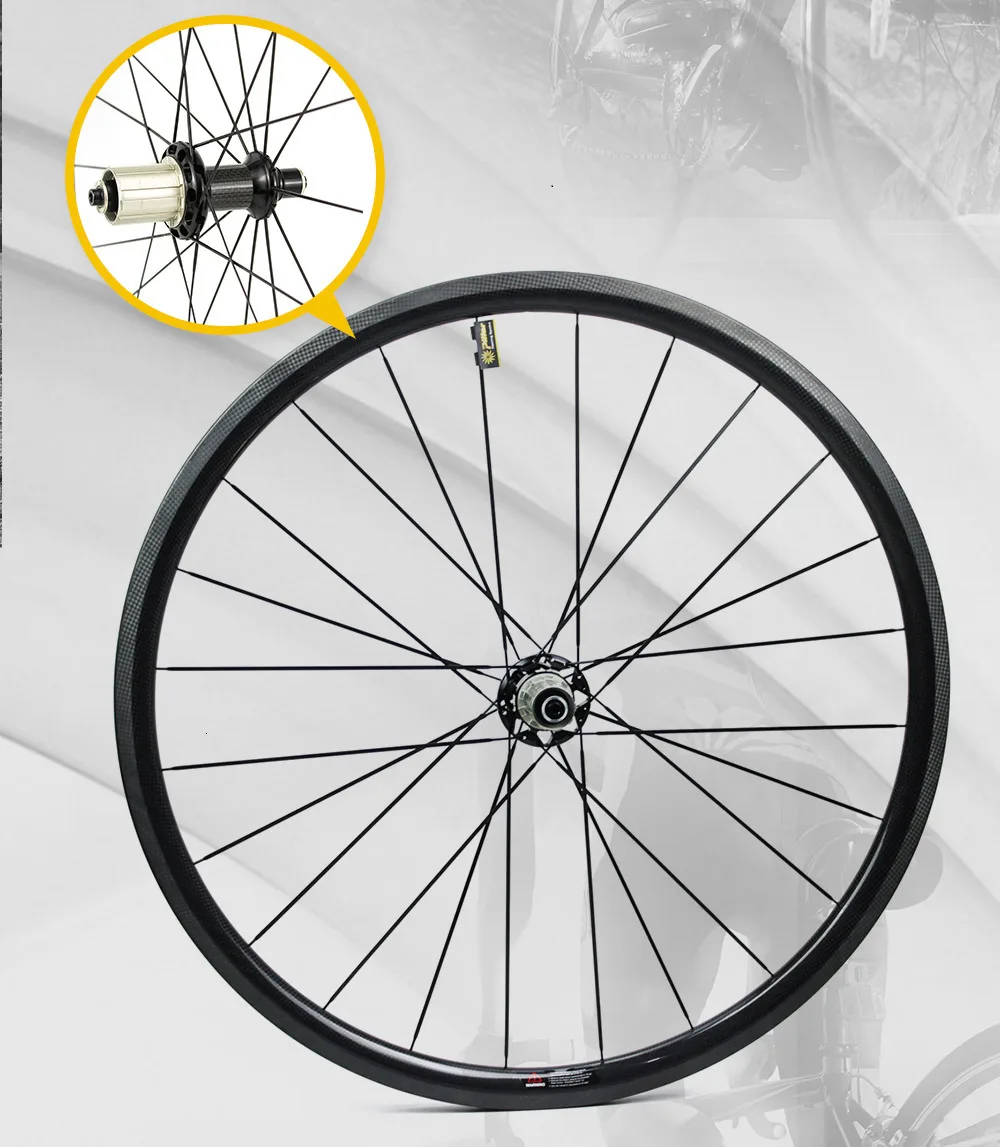 700c Carbon Fiber Road Bike Wheel 30/38/47/50/60/88mm Tubeless Clincher Tubular Taiwan Powerway R36 Hub Pillar 1423 Spoke