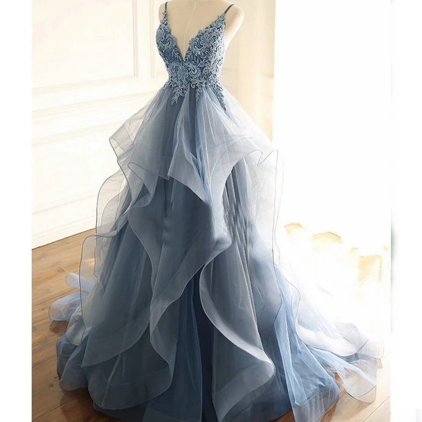 Vestidos de Fiesta 2021 синие вечерние платья трапециевидной формы Формальное длинное