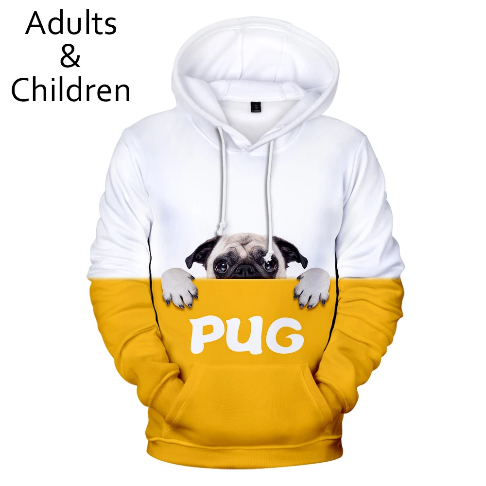 Cute Pug 3D Hoodies Men Women Sweatshirts Harajuku Kids Hoodie