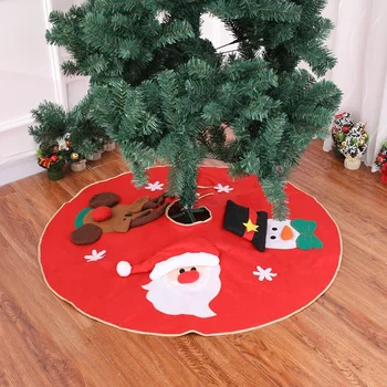 

Red Non-woven Embroidered Christmas Tree Skirt Durable Practical Creative Gift Christmas Floor Mat Cover Scene Decorations 100cm