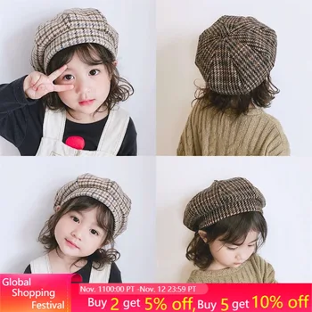 

2020 New Fashion Children Girls Striped Berets Girl Kids Retro Hats Baby Elegant Accessories Princess Casual Hats