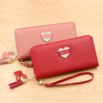 

2019 new wallet ladies long zipper fashion large capacity tassel clutch bag women's