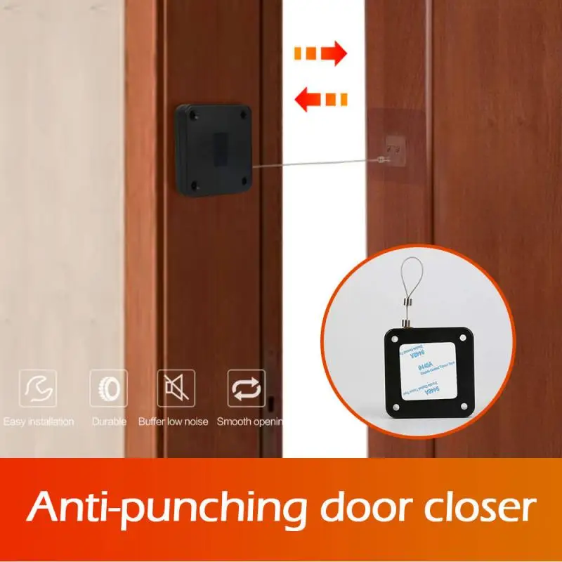 Punch Free Door Closer Multifunctional Punch-free Automatic Sensor Door Closer Punch-free Door Closer Self Pull Line Box Home Improvement