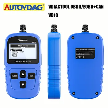 

VDIAGTOOL VD10 For OBDII EOBD Can Cars Code Reader Code Scanner Support Datastream PK ELM327 Al419 CR3001 AD310