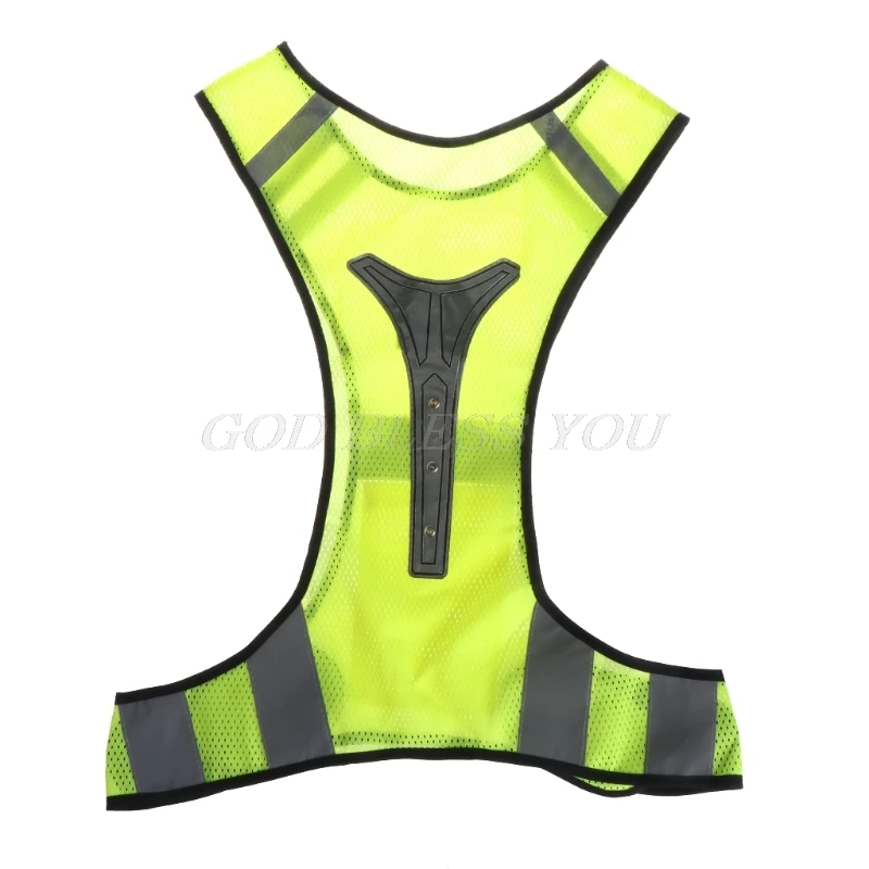 Светодиодный светоотражающий жилет для езды на велосипеде - Цвет: Fluorescent Yellow