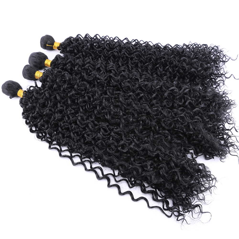 pure color stretched length 14-30 inches afro Kinky curly hair weave black Brown golden Synthetic hair Extension