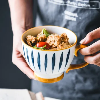 

ins Japanese Ceramic Cup Oatmeal Breakfast Large Water Household Office Afternoon