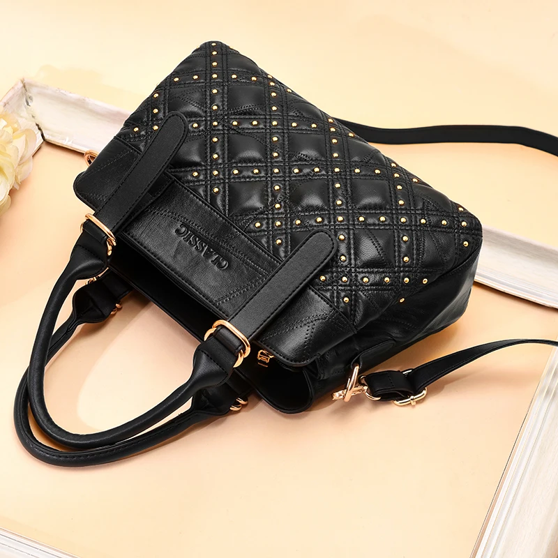 

BARHHE Luxury Brand Handbags Women Bags Desinger 2020 Fashion Ladies Plaid Tote Retro Diamond Lattice Black Laptop Hand Bag Larg