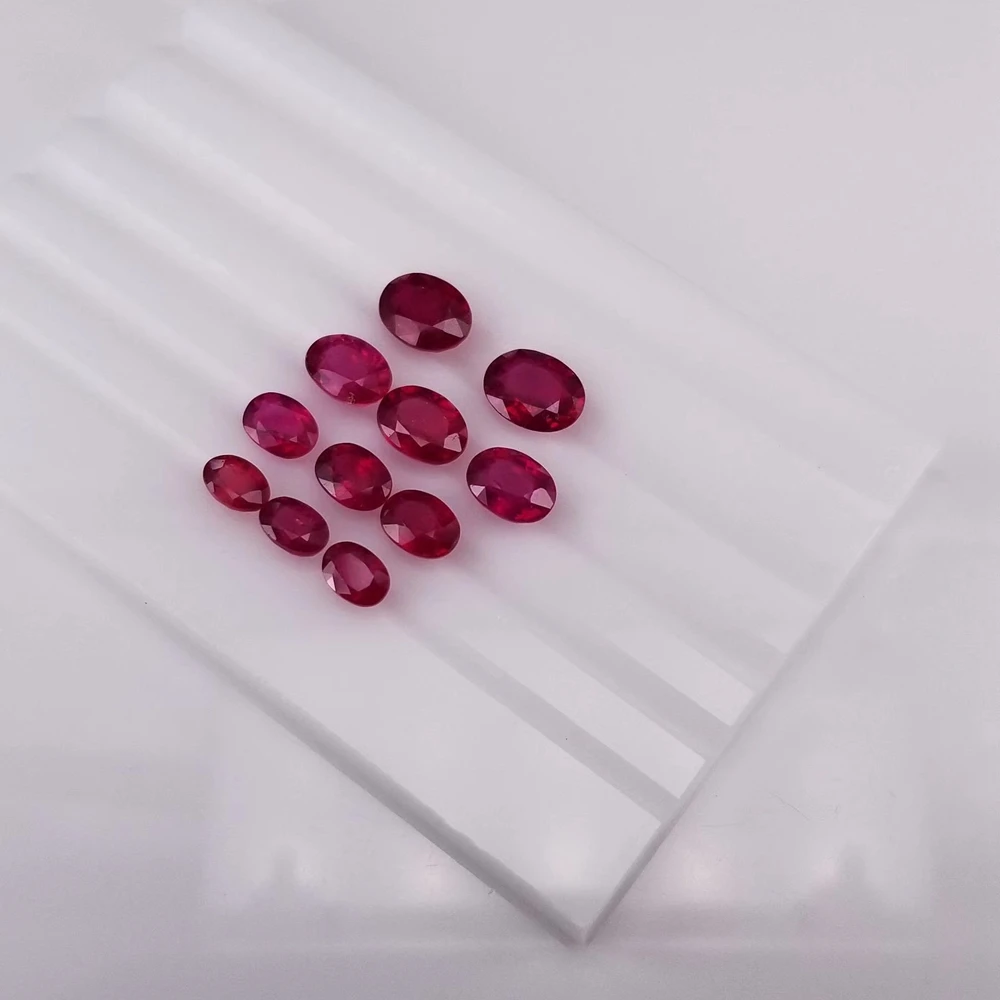 NGTC 100% Natural Stone Oval Cut 6X8 mm 1.9 Carat Loose Red Ruby Gemstone For Ring Making