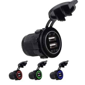 

12V-24V 3.1A Dual USB Charger Cover for Motorcycle Auto Truck ATV Boat LED Dual USB Socket Mount Charger Power Adapter