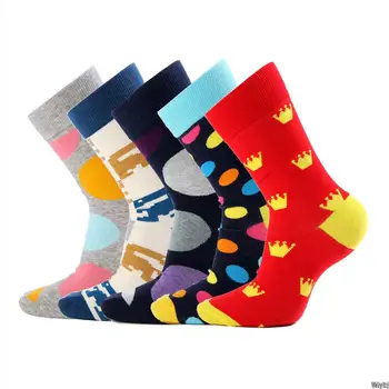 

New Double batch of new casual men's cotton socks fashionable and interesting color plaid design socks happy business party dres