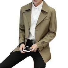 Брендовые новые мужские тренчкоты Осень Зима повседневные Модные мужские однотонные тренчкот средней длины секционный Тренч мужской плюс размер 6XL