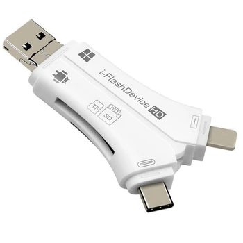 

4 In 1 I Flash Drive Usb Micro-Sd&Tf Card Reader Adapter For 5 6 7 8 For Macbook Android Camera