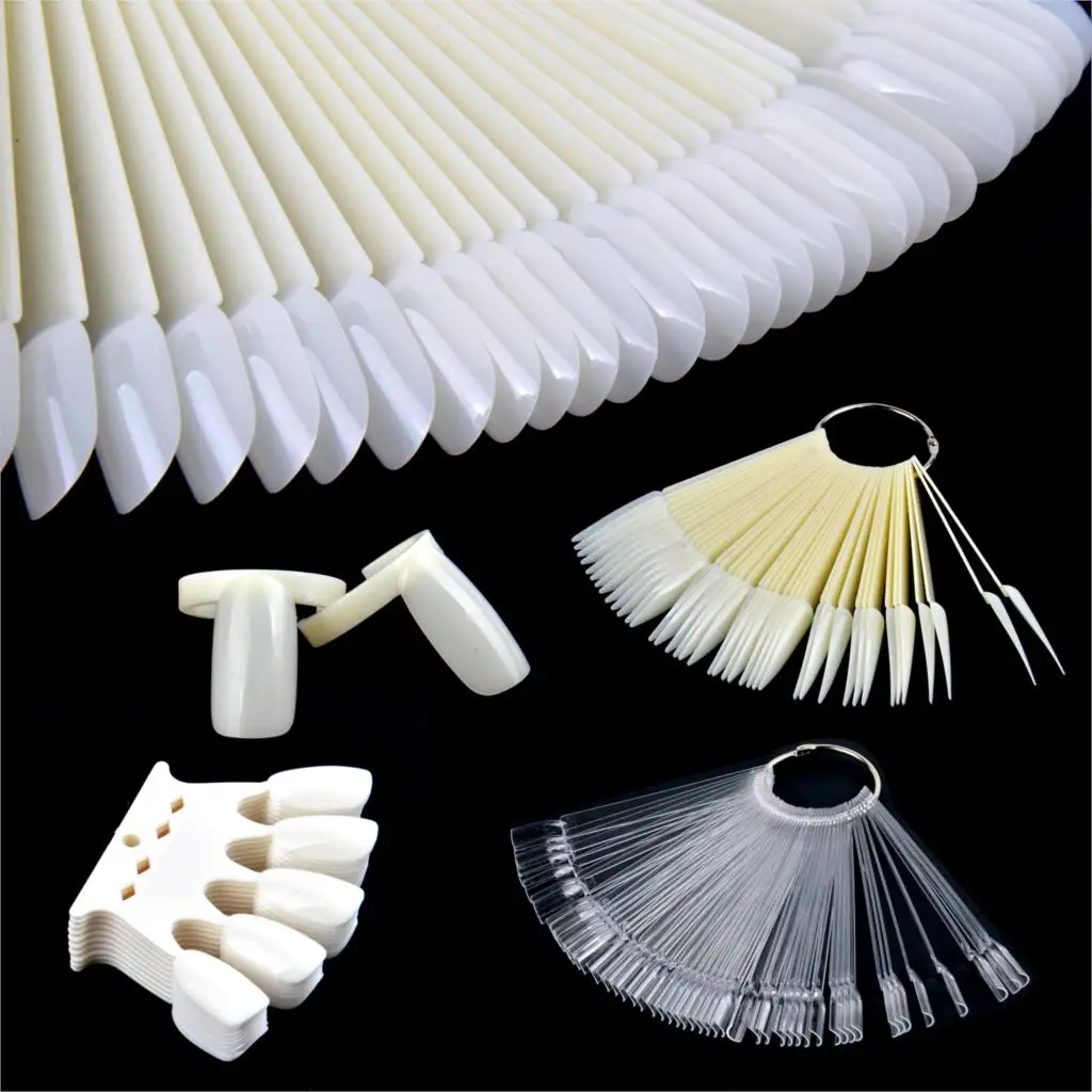 Color Card False Nail Tips Fan Transparent White/Black/Nature/Transparent Fake Art Practice Display Tools | Красота и здоровье