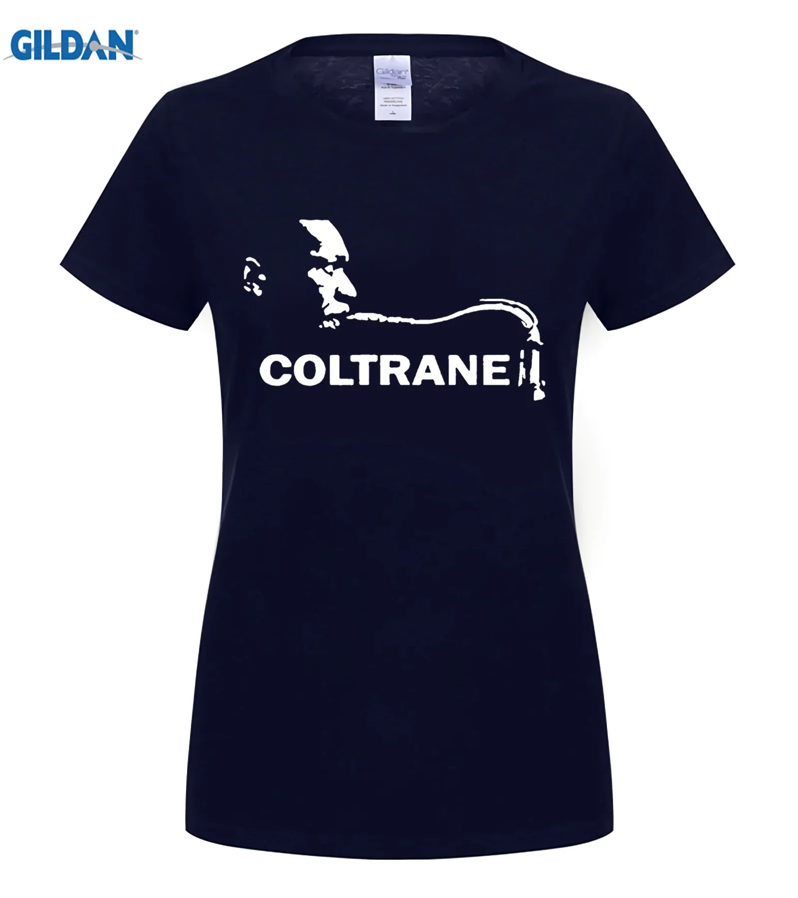 New-John-Coltrane-Trane-Music-Legend-Men-s-Black-T-Shirt-Size-S-3XL-100-Cotton - Цвет: women navy