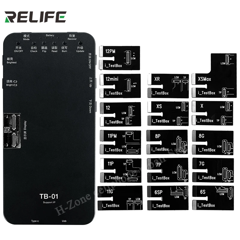 Панель экрана RELIFE TB-01 тестовый дисплей для ремонта IPhone 6S-12 IP12/12Pro/12ProMax/12Mini 17