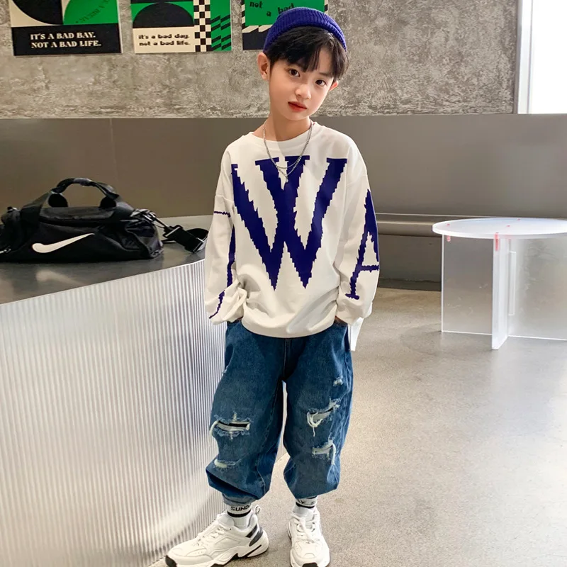 New Spring Kids Patchwork Sweatshirt Boys Girls Pullover Trendy Cute  Sweatshirts Teen Baby Outerwear Tee Shirt Tops 4 7 10 14Yrs - AliExpress