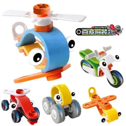 DIY гибкий строительный блок мягкая Монтажная головка для дрели разборка игрушки для детей автомобиль/вертолет/мотоцикл кубики для обучения