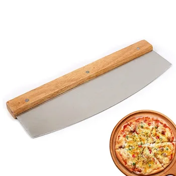 

Stainless Steel Pizza Cutter Wood Handle Pizza Cutter Cake Bread Round Knife Cutter Pizza Baking Tools Bakeware Tools