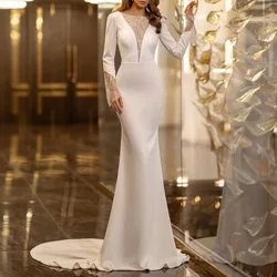 Elegante vestido clásico de corte de sirena, nuevo diseño, perspectiva, cuello en V, falda de suelo de manga larga, 2022