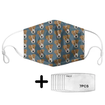

Tapabocas Cartoon Dogs Print Unisex Elastic Soft Breathabel Mouth Face Mask With 7pcs PM2.5 Activated Carbon Filter Paper Mask