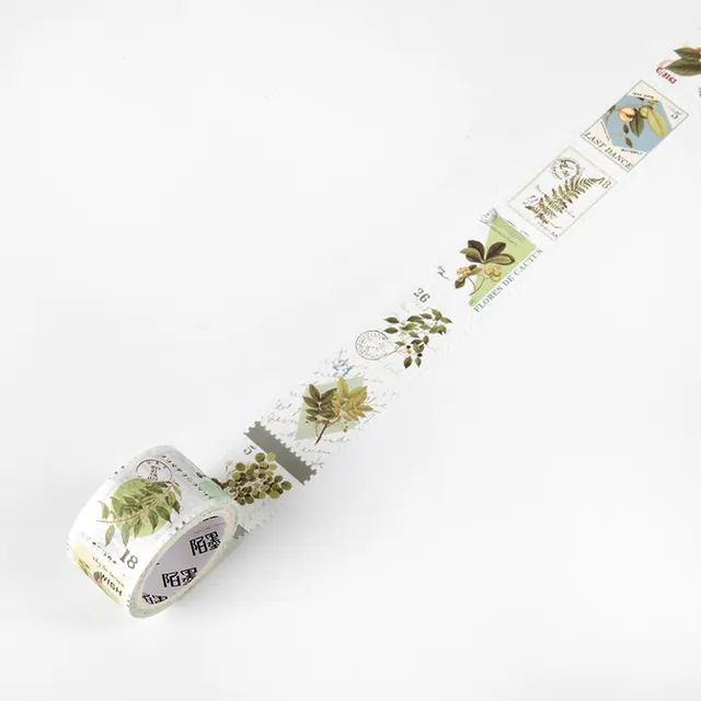 Mr Paper 8 Designs Retro Post Office Plant Stamp Tapes Scrapbooking Deco Sticker Masking Tapes Easy to Tear H