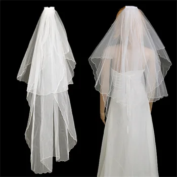 

2T White / Ivory Wedding Bridal Veil 2 meters Satin Edge + Comb women care care combs dropship
